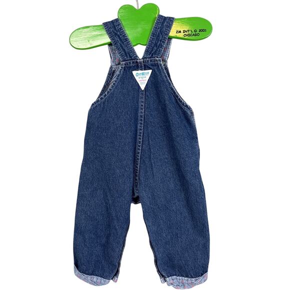 Vintage Osh Kosh Overalls Infant Girl Vestback Denim Floral Trim Size 18M 90s - Picture 2 of 8